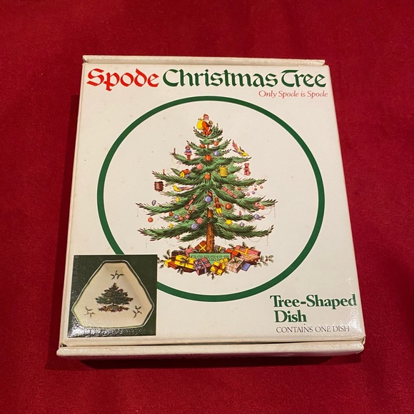 NIB vintage Spode Christmas Tree Tree-Shaped Dish in original box - Picture 2 of 5
